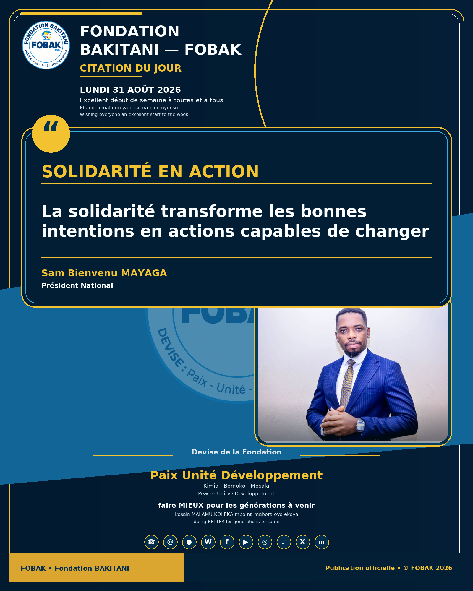 Citation de Fondation BAKITANI — FOBAK